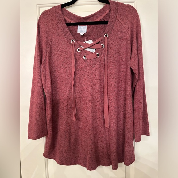 Dress Barn Tops - Dress Barn Sunday Women’s Rose V-Neck Knit Top NWT Size 1X Rose Kni